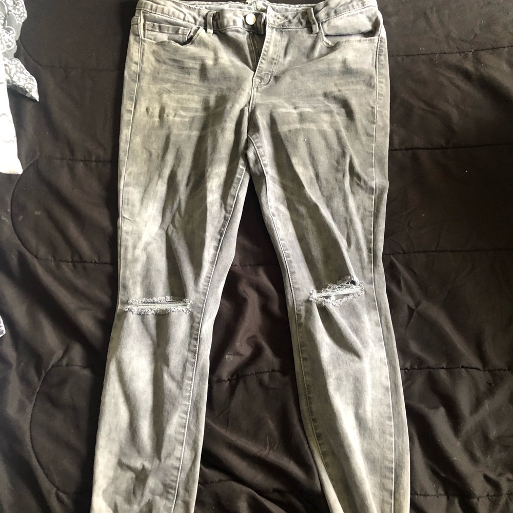 Grey ripped jeans